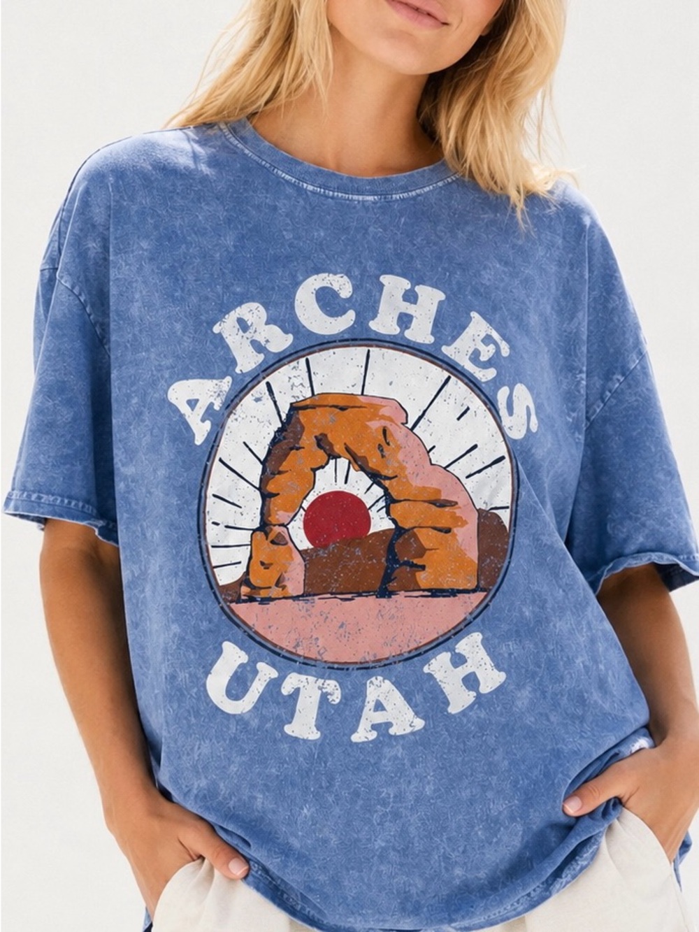 Altar'd State Arches National Park Blue Graphic Tee Vintage-Inspired Retro XS/S